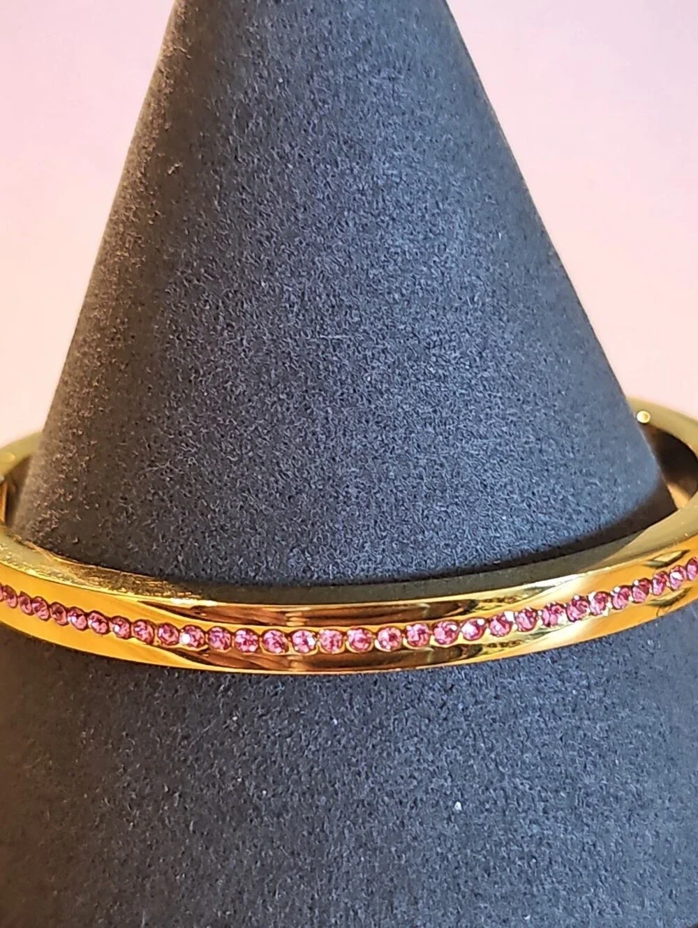 kate spade Gold Bangle Bracelet with Pink Crystal Accent